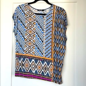 Nic+Zoe brightly coloured pattern top Sz med